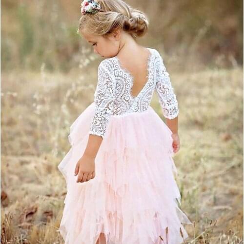 2021 Little Girls Ceremonies Dress Baby Childrens Clothing Tutu Kids Party Dress for Girl Clothes Wedding Gown Vestidos
