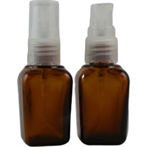 25ml Refillable Cosmetic Emulsion Travel Bottle Square Cone Shape Glass Skin Care Tool Pump/Spray Press Bottle Empty 10pcs/lot