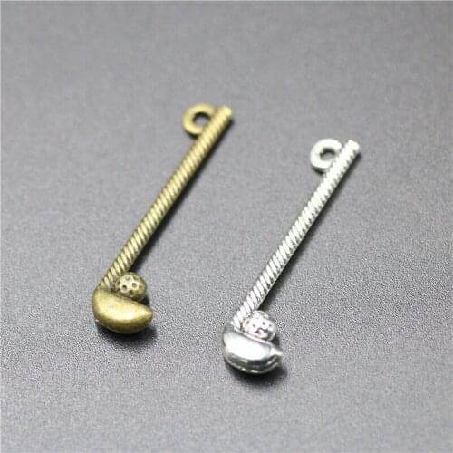 High Quality 50 Pieces/Lot 32mm*8mm Antique Silver Plated Antique Bronze Alloy Metal Sports Charms Golf Charm For Diy Making