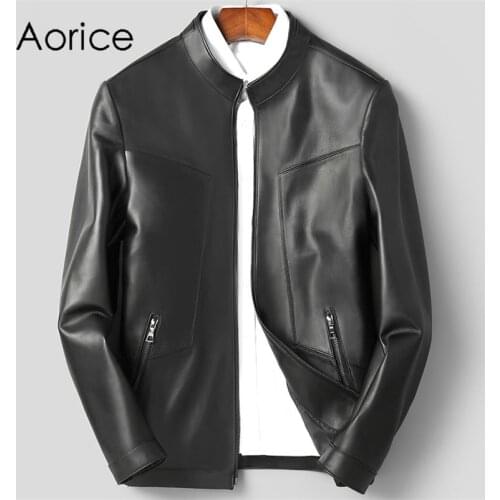 Aorice Men Genuine Sheep Skin Leather Jacket Coat Male Brand New Real Casual Leather & Suede Suit Jackets Coats MT168