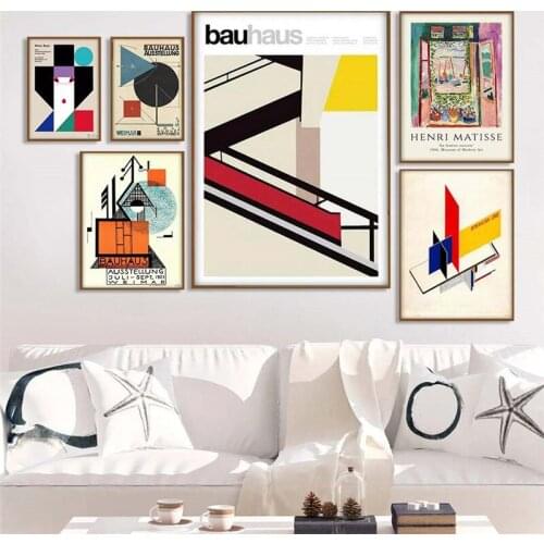 Bauhaus Staircase Poster and Print Cuadros Wall Art Picture Weimar 1923 Bauhaus Exhibition Canvas Paintings for Home Decoration