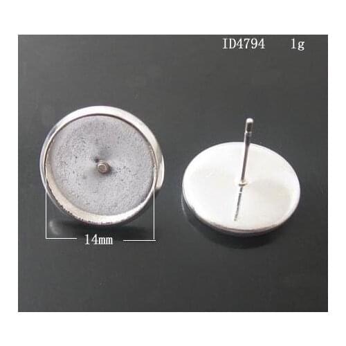 Free shipping!!! 500pcs silver plated Cabochon Settings Earring Post /pad 14mm,Earrings Base,Earrings Blank