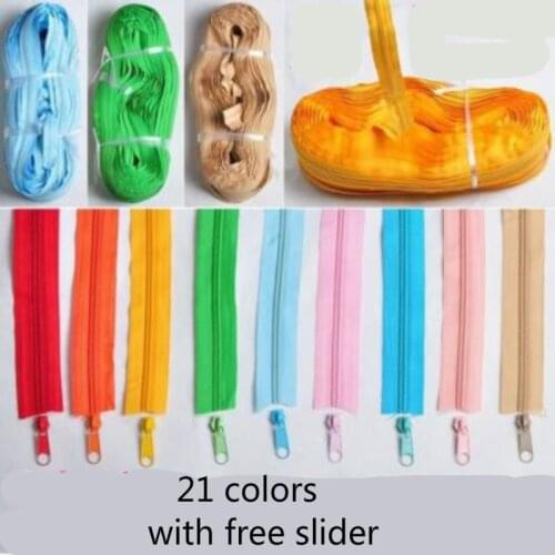 20m/lot 5# Continuous Nylon Coil Zipper Chain with Slider for Sleeping Bag Sofa Outdoor Tent Tailoring Sewing Accessories