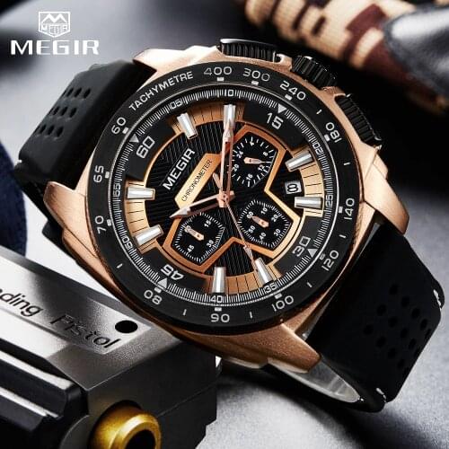 MEGIR Fashion Mens Watches Top Brand Luxury Clocks Big Dial Military Quartz Watch Men Waterproof Sport Chronograph Wristwatches