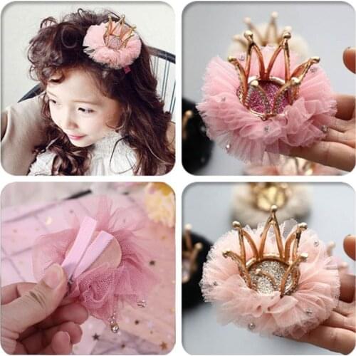 Children Kidds Girl Princess Rhinestone Crystal Lace Crown Hairpin Clip New Style Gift Decoration Accessory