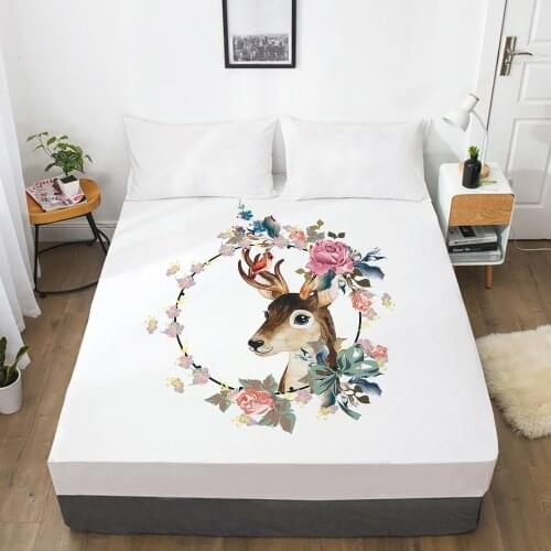 Elastic fitted sheet Bed sheet With An Elastic Band 150/180/200/160*200 Mattress Cover Bed cover 1pc Nordic deer