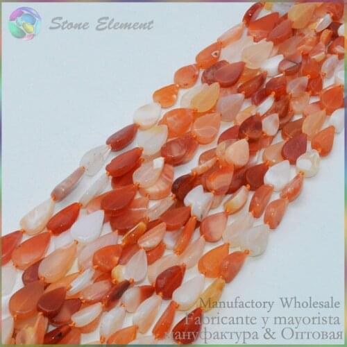 Beautiful Natural Precious Stone Mexican Fire Opal Flat Drop Beads 8X12MM