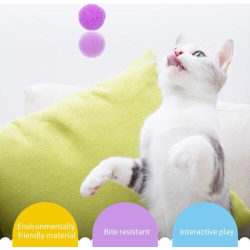 Creative cat toy elastic plush ball cute funny chewable toy interactive pet toy colorful toy ball