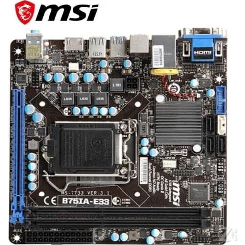 MINI-ITX ITX MINI For MSI B75IA-E33 Computer Motherboard LGA 1155 For Intel B75 B75M Desktop Mainboard USB3.0 SATA II Used