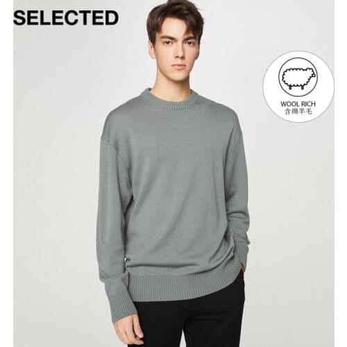 SELECTED New Mens Drop Shoulder Round Collar Knit with Wool S|420425008