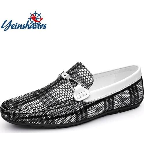 YEINSHAARS Natural Leather Men Shoes Flats Plus Size Casual Slip On Formal Loafers Moccasins Autumn Outdoor Driving Shoes Men
