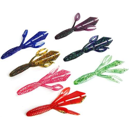Soft Lures worm Baits Fishing Lure 6Pcs Leurre Shad Double Color Silicone Bait Jigging Wobblers Bass Pike Fishing Tackle