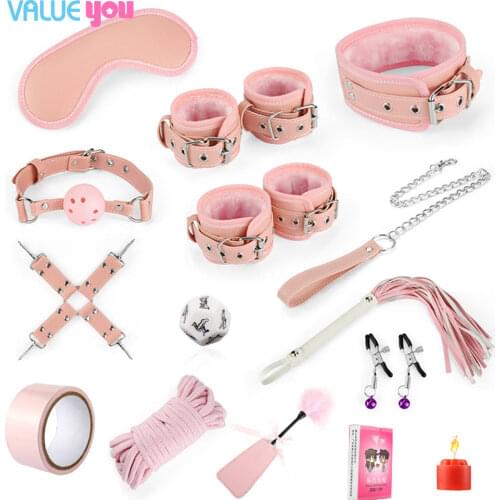 SM Appeal 15-piece Set Flirt Teaching Toys Bundle Bondage Handcuffs Shackles Eye Mask Adult Products