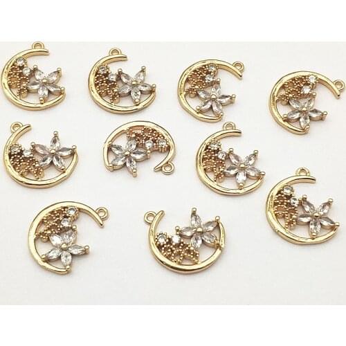 New Arrival!18x15mm 50pcs Cubic Zirconia Flower shape Charm for Handmade Necklace/Earring DIY Parts,Jewelry Accessories Findings