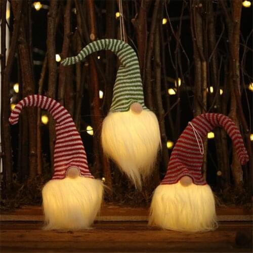 New Christmas LED light Faceless lovely Doll with Light Hanging Ornament Nordic Shine Gnome Old Man Dwarf Elf Dolls Xmas decor