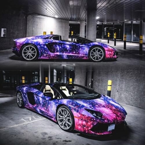 2pcs 50*150 Beautiful Galaxy Painting Car Body Film PVC Starry Sky Vinyl Wrap Auto Interior Styling Stickers for Office Home Use