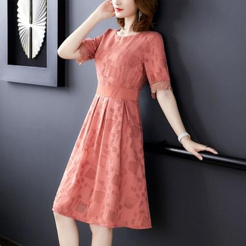 Chiffon Dress 2019 New Women Summer Dress Short Sleeve A-line Dress Slim Vacation Casual Dresses Elegant Vestidos S-2XL