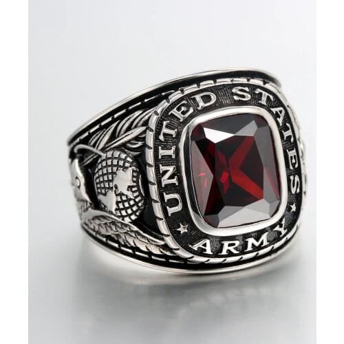 United States US Army Military Veteran Soldier Souvenir Gemstone Sterling Silver Ring