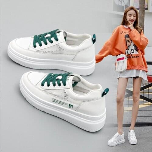Inside Increase Thick Sole Small White Shoes Female 2021 New Summer Breathable Thin Casual Net Upper Shoes Female