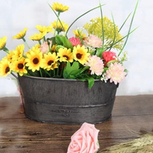 Garden Plant Pot Decorative Vintage Succulent planter Zinc coat Bucket Boxes Flo