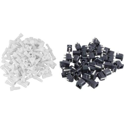 100Pcs 22-16 GA AWG Closed End Crimp Caps Splice Gauge Wire Connectors Terminals With 45 Pcs DC Power Jack Socket