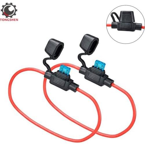 2 Set Mini Blade Fuse Holder 14 Gauge Waterproof Pigtail Inline Fuse Holder with 15A ATM Fuses