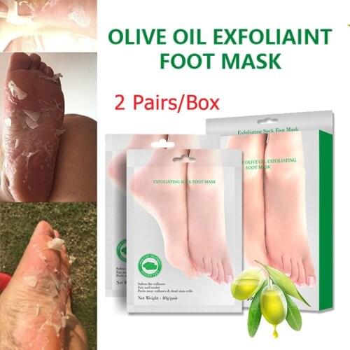 2Pairs=4Pcs Olive Oil Exfoliating Foot Mask Sandals Lady Must Haves Socks Soften The Callus Fair And Tender Peels Away Dead Skin