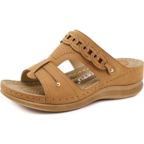 2021 Summer Women Sandals Leather Hook Handmade Ladies Sandals Comfortable Mother Sandals Woman Summer Shoes Sandalias Mujer