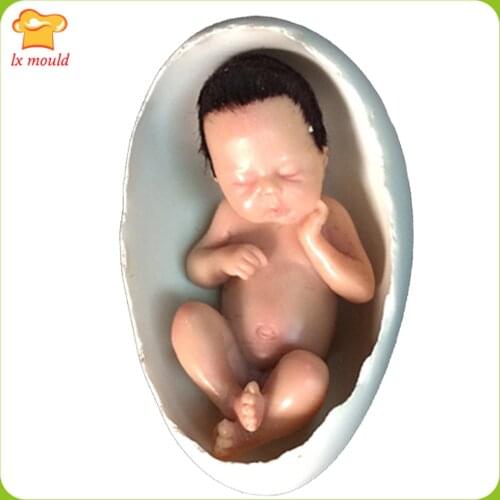 3D Eggshell doll mold Soap Polymer Clay Cold Porcelain/Candle Mould Baby Boy