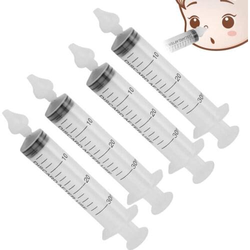 4Pcs 30ml Syringe Baby Nasal Irrigator Kit Silicone Plastic Infant Nose Cleaning Rinsing Tool Soften Nasal Scab For Kid Children