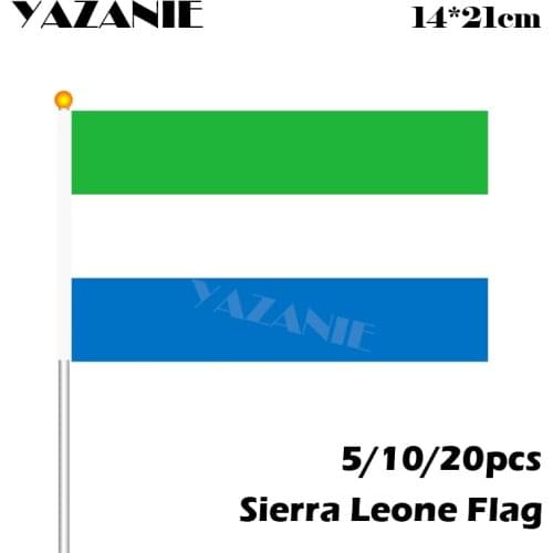 YAZANIE 14*21cm 5/10/20pcs Sierra Leone Polyester Small Size Flying Banner Custom Hand Countries Small Team Football Fans Flag