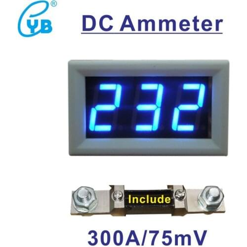 DC Ammeter Current Meter LED Digital Ammeter 300A 75mV Include a Shunt Amp Panel Meter DC 0-300A Current Indicator Ampere Meter