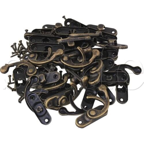 Bronze Vintage Jewelry Case Iron Horn Left Hook Lock 4.5x4 CM Set of 20