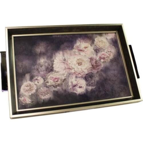 DOLBOVI Modern Wooden tray Flower Patterned 49 cm tray поднос plateau de service