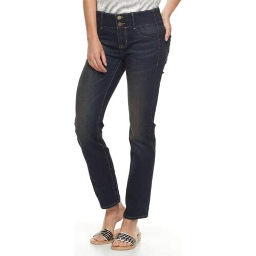 Spring women fashion vintage elastic high waist water wash flare style casual jeans