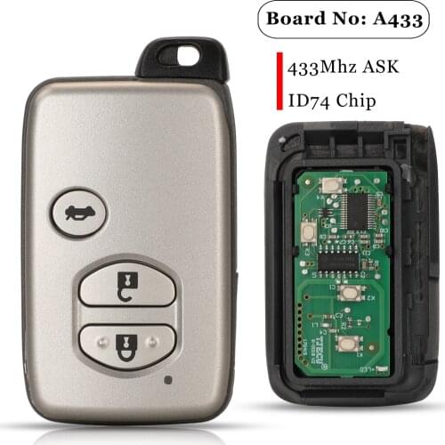 Jingyuqin 3 Butttons Remote Smart Car Key Fob 433MHz ASK A433 Board For Toyota Camry Replacement