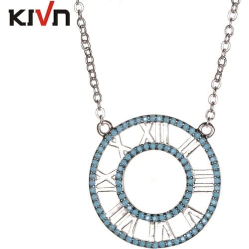 KIVN Fashion Jewelry Fabulous Unique Roman numeral Pave CZ Cubic Zirconia Wedding Bridal Necklace Pendant for Women