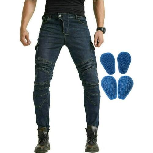Hot sales motorpool riding pants Volero motorcycle protective jeans six pockets knight casual straight loose trousers blue
