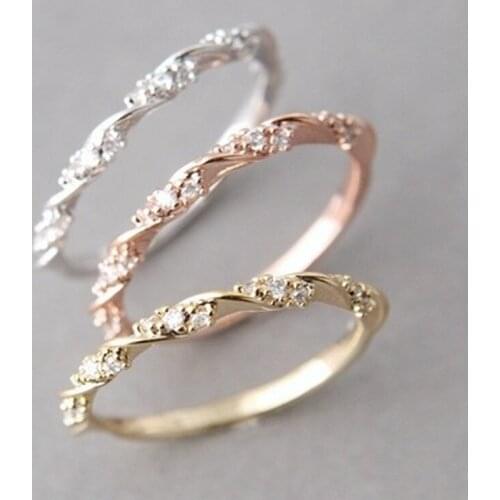 Fashion Simple Rhinestone Twist Ring For Woman