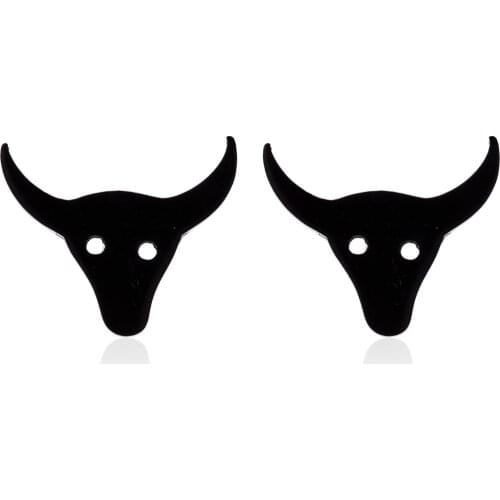 Oly2u Male Earrings Punk Black Color Bull Skull Stainless Steel Earrings for Men Women Korean Jewelry Aretes De Mujer