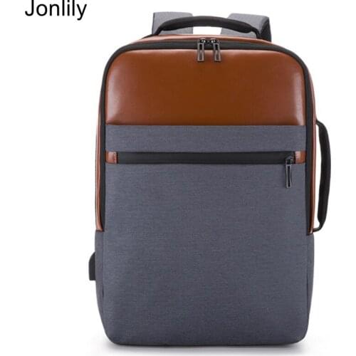 Jonlily Mens Travel Laptop Backpack Vintage Business Commute Bags Teens Casual School Backpack With USB Charging Port -KG367