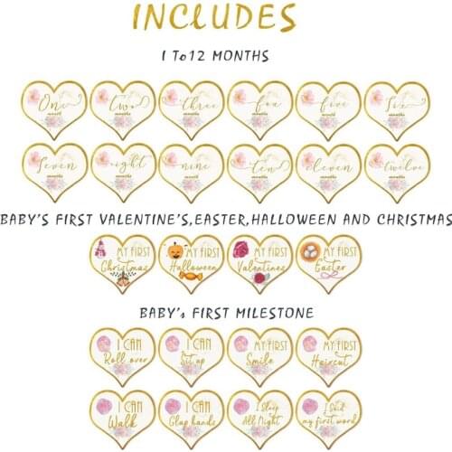Baby Love Monthly Sticker Pregnant Belly Decal Memory Recording Milestone Sticke