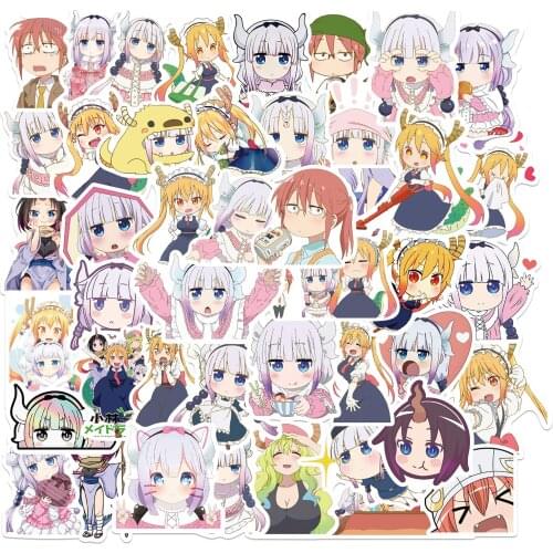 10/50PcsAnime Sticker Miss Kobayashis Dragon Maid Cute Girl Decals for Skateboard Laptop Luggage Waterproof Car Sticker Toys