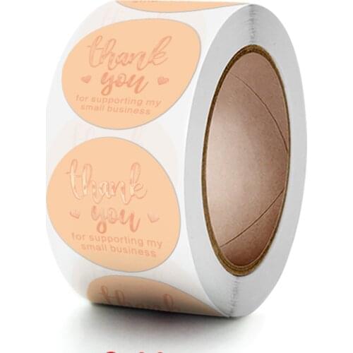 100-500pcs Rose Gold Thank You Sticker Pink Waterproof Stickers Seal Label for Scrapbook Business Stationery Sticker 1 inch