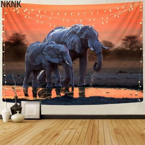 NKNK Brand Elephant Tapiz Animal Wall Tapestry Lovely Tapestries Sunset Home Tapestrys Wall Hanging Boho decor Witchcraft New