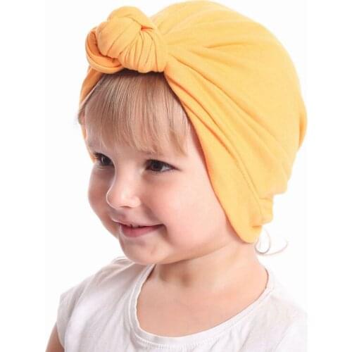 New Baby girls Knot turban hat Stretchy Cloche Cap Turban Bowknot Infant Cap Spring Autumn Kids Hats Beanie Accessories H151S