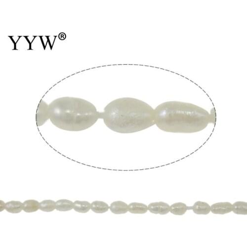 Wholesale Rice Freshwater Pearl Beads Cultured Natural White Pearls Grade A 3-4mm 0.8mm 15 Inch For Jewelry Making DIY Necklace