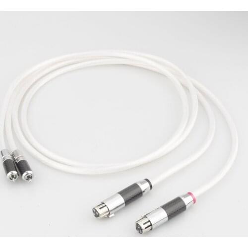Pair Audiocrast A27 OCC Silver plated XLR Female to RCA Male Carbon fiber RCA carbon fiber XLR Adapter rca TO xlr cable