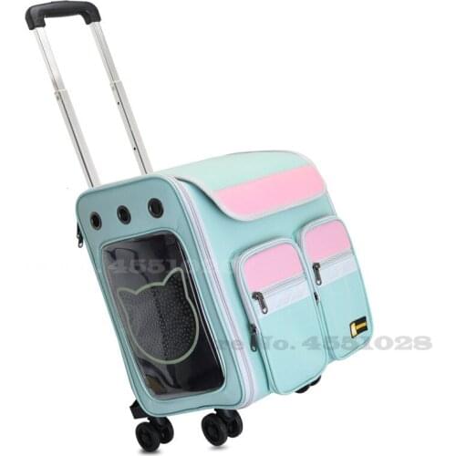 Pet Wheel Carrier Dog Cat Travel Transport Bag Rolling Luggage Backpack Travel Tote Trolley Bags for Dogs Stroller Drop Ship