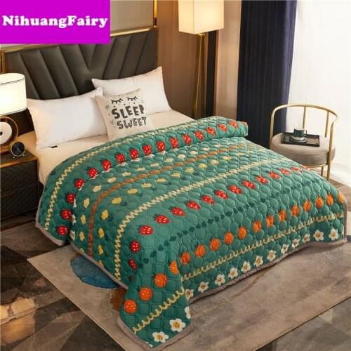 Blanket bed cover crystal plush linens winter thickening warm double padded cotton AB version of a single and double leisure bla